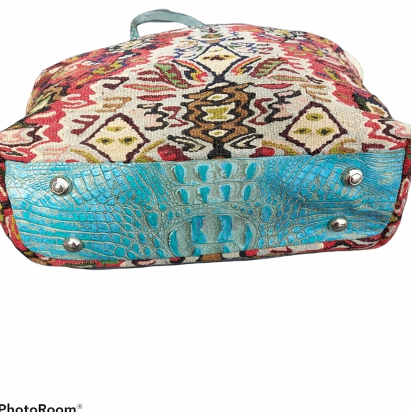 Raviani blanket bag with embossed croco leather southwest wool - Picture 7 of 10